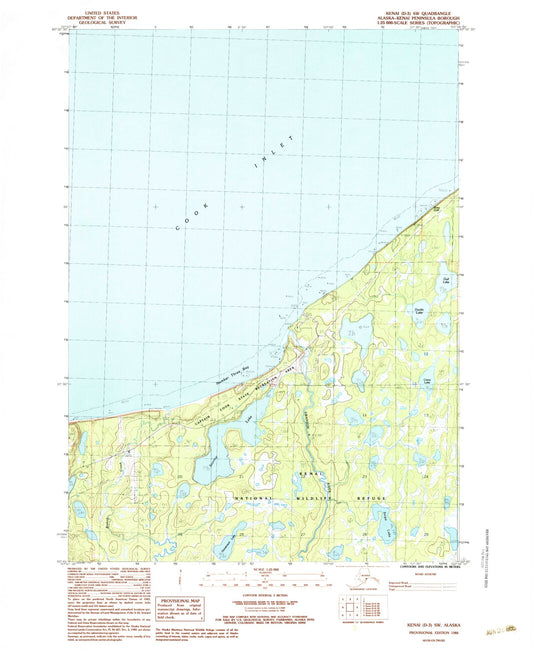 Classic USGS Kenai D-3 SW Alaska 7.5'x7.5' Topo Map Image
