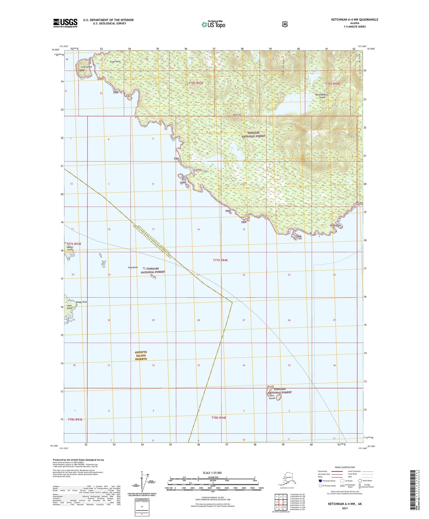Ketchikan A-4 NW Alaska US Topo Map Image