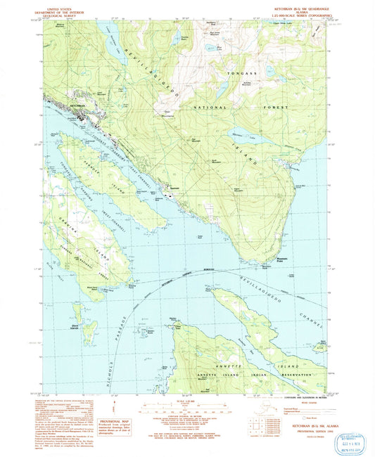 Classic USGS Ketchikan B-5 SW Alaska 7.5'x7.5' Topo Map Image