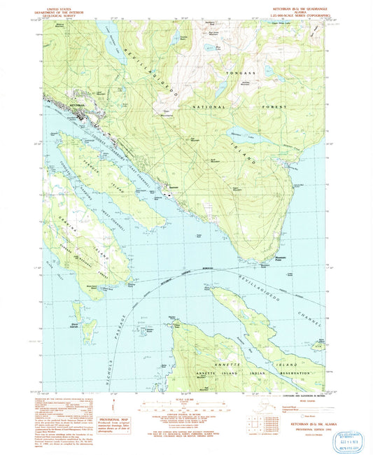 Classic USGS Ketchikan B-5 SW Alaska 7.5'x7.5' Topo Map Image