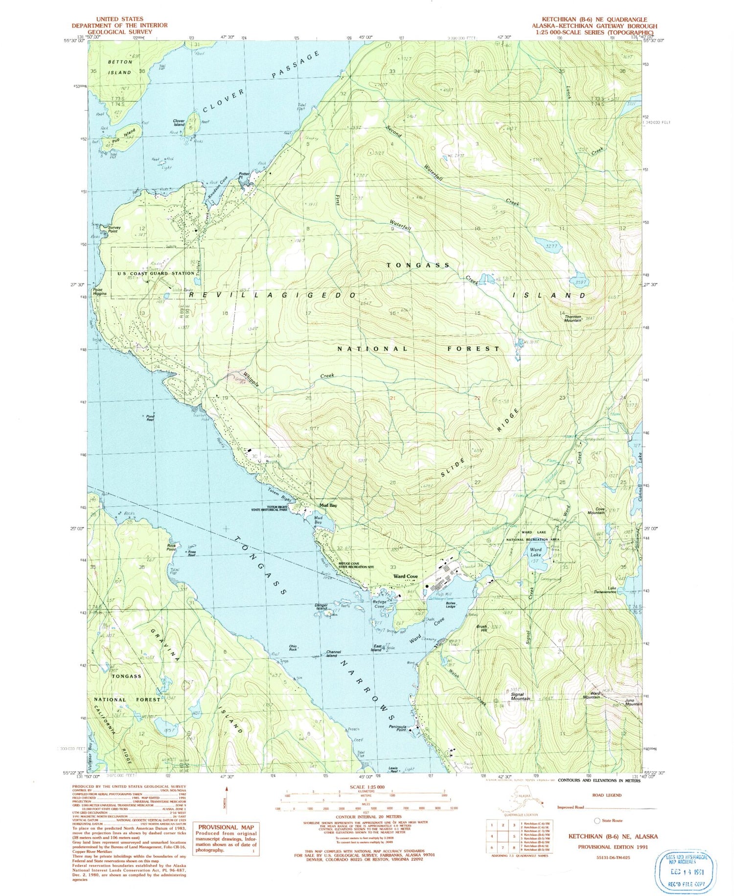 Classic USGS Ketchikan B-6 NE Alaska 7.5'x7.5' Topo Map Image