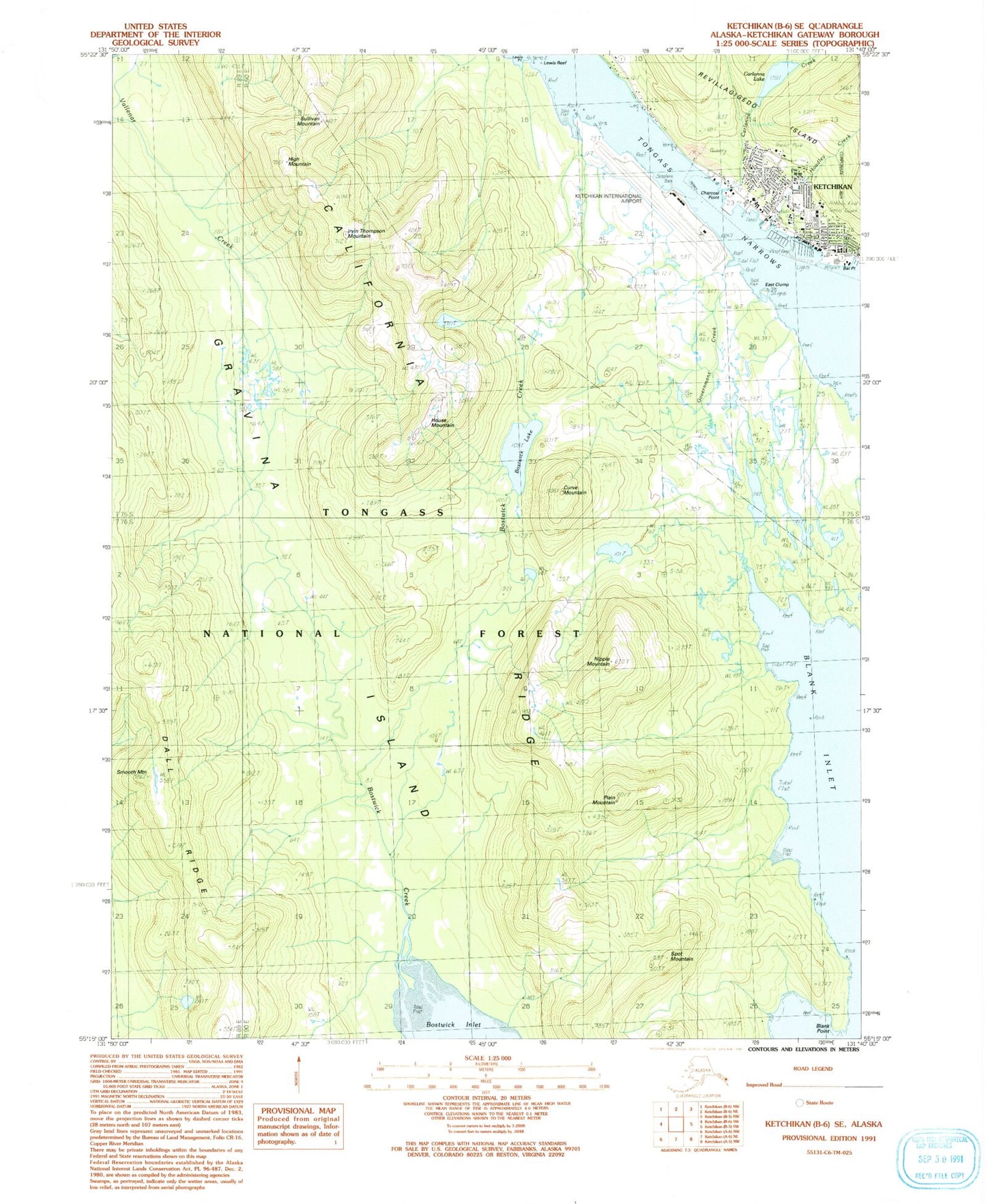 Classic USGS Ketchikan B-6 SE Alaska 7.5'x7.5' Topo Map Image