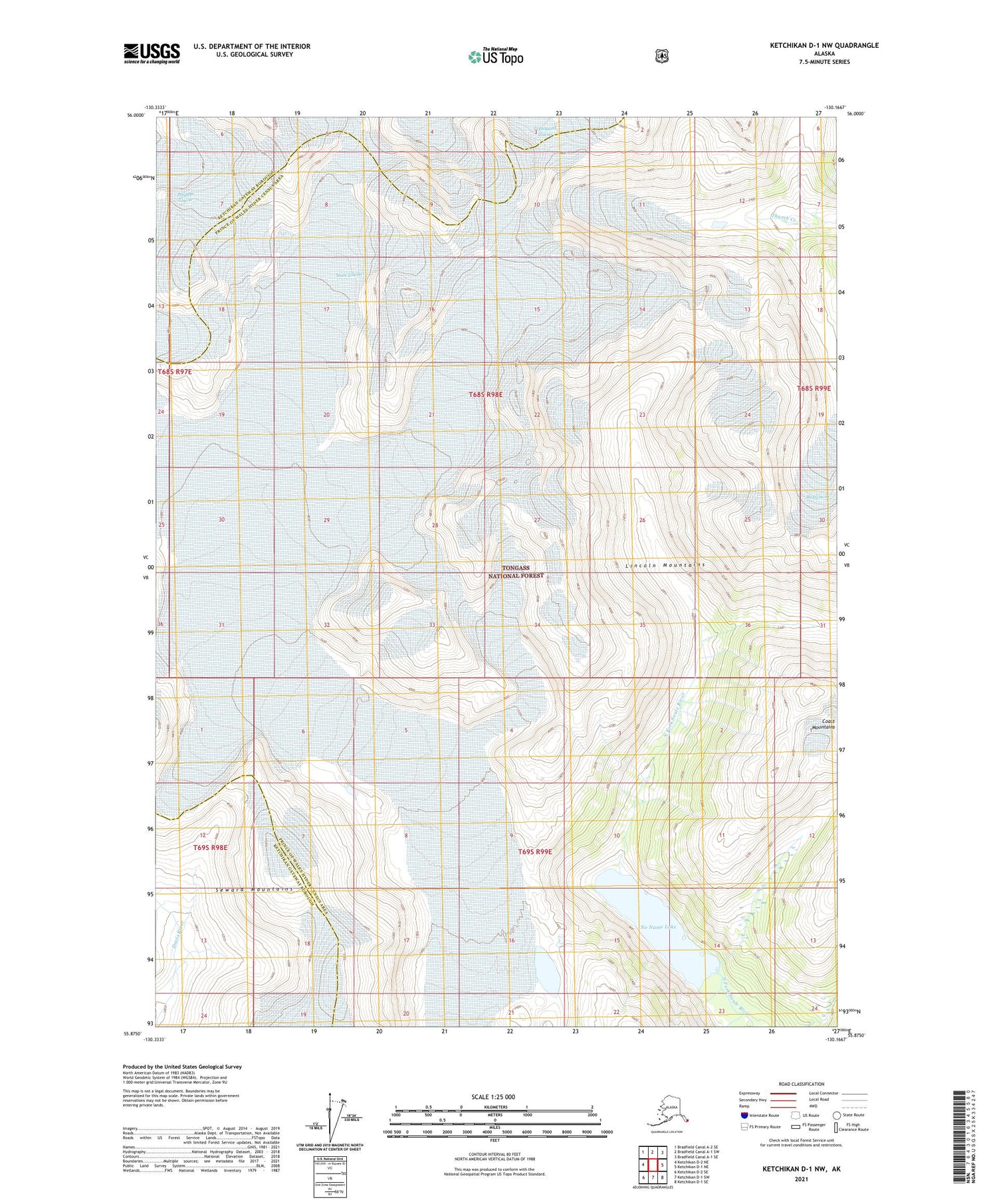 Ketchikan D-1 NW Alaska US Topo Map Image