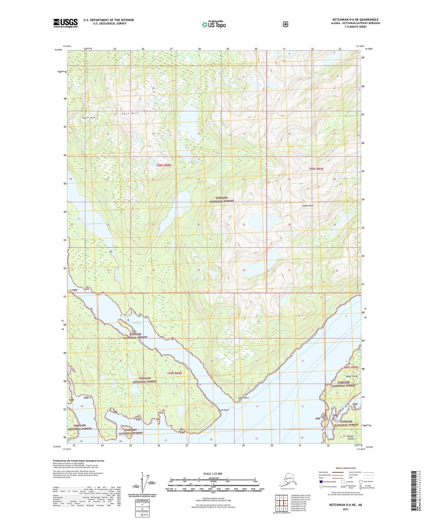Ketchikan D-6 NE Alaska US Topo Map Image