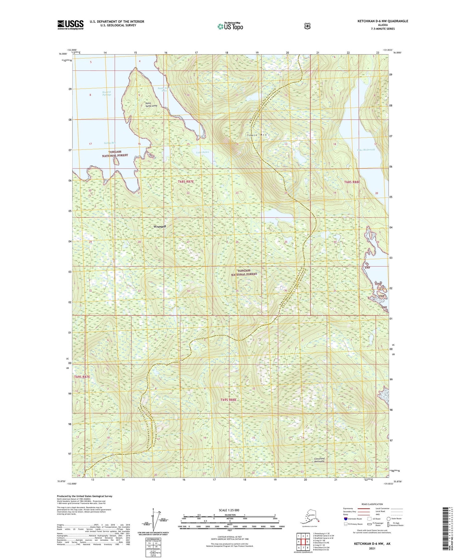 Ketchikan D-6 NW Alaska US Topo Map Image