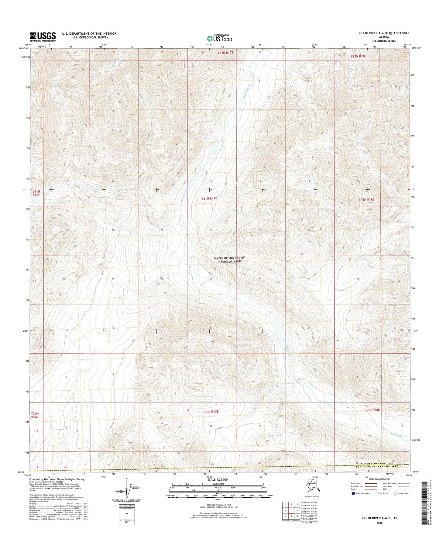 Killik River A-4 SE Alaska US Topo Map Image