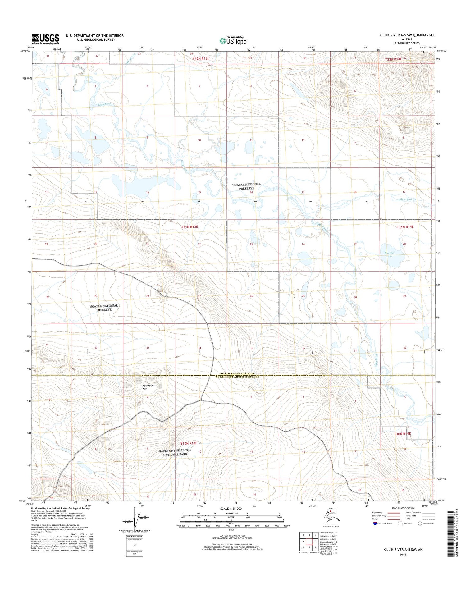 Killik River A-5 SW Alaska US Topo Map Image