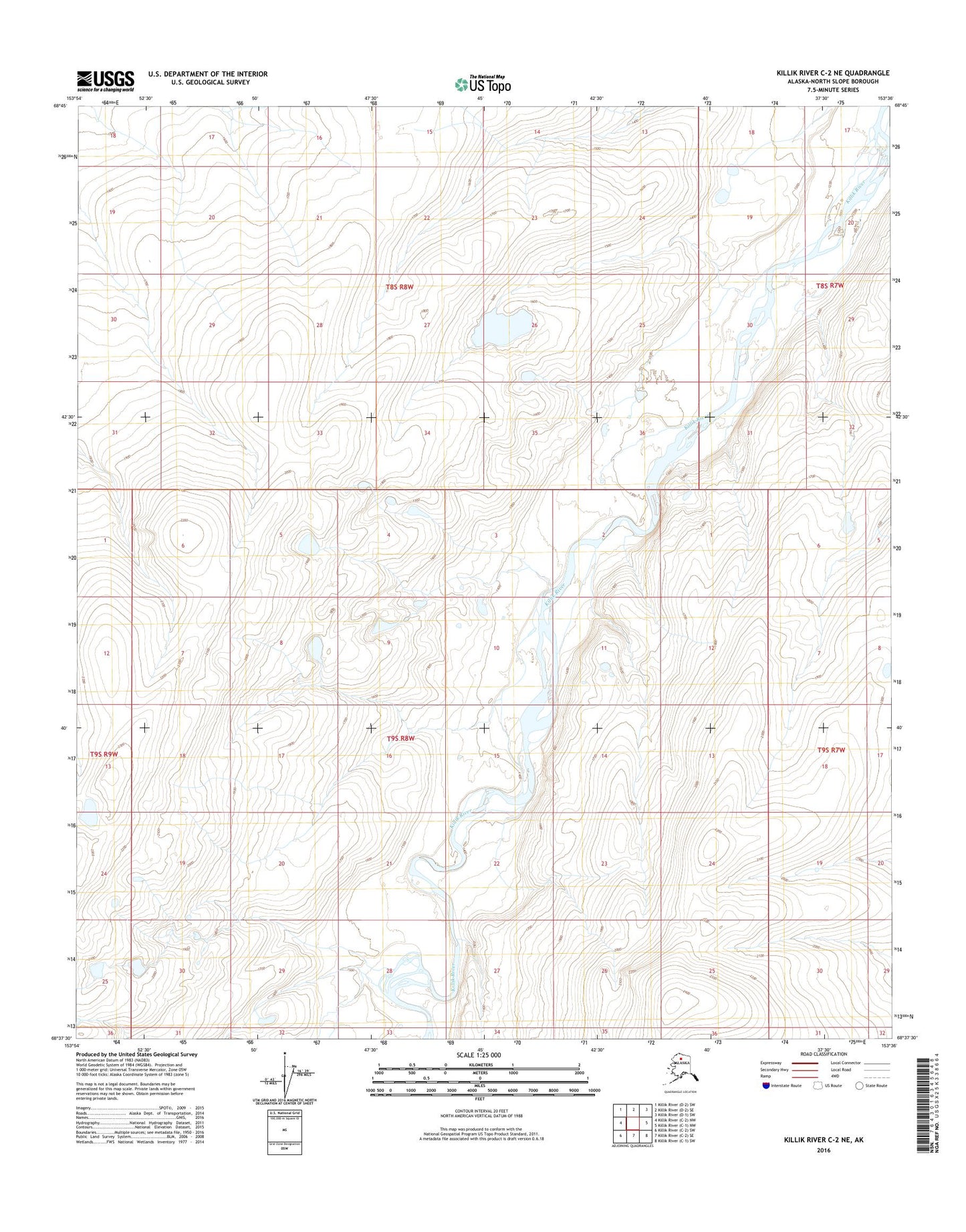 Killik River C-2 NE Alaska US Topo Map Image