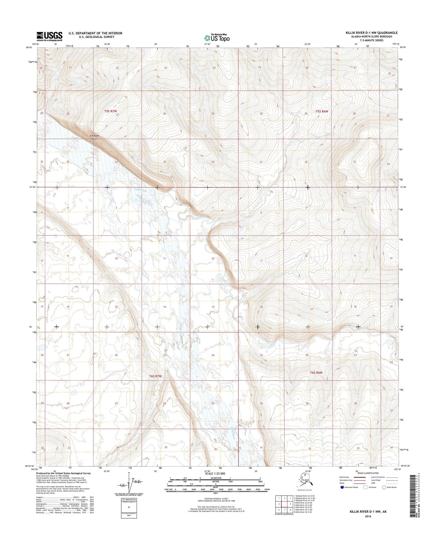 Killik River D-1 NW Alaska US Topo Map Image