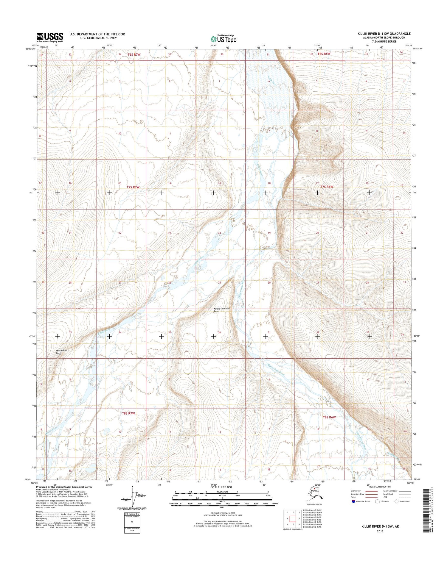 Killik River D-1 SW Alaska US Topo Map Image