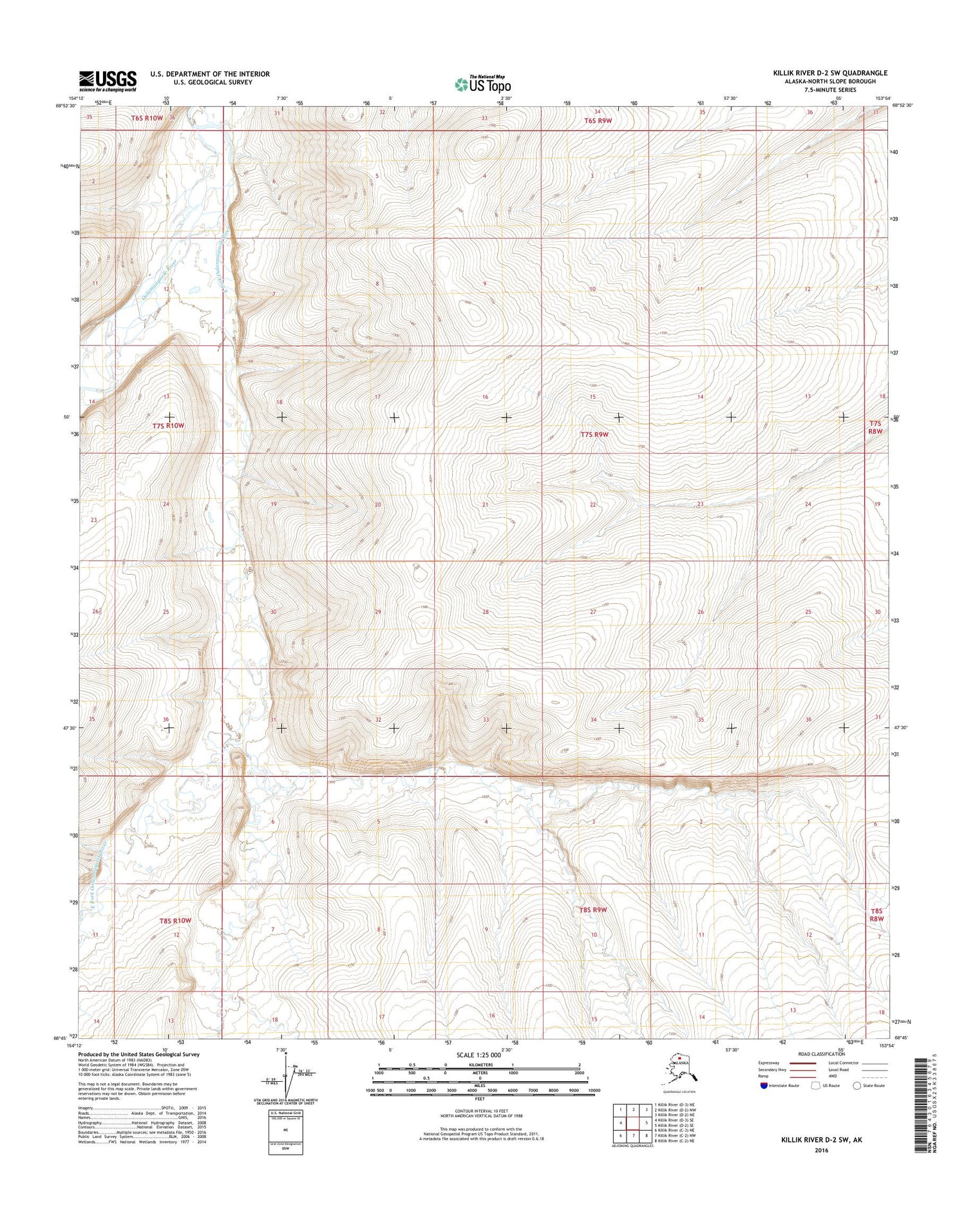 Killik River D-2 SW Alaska US Topo Map Image