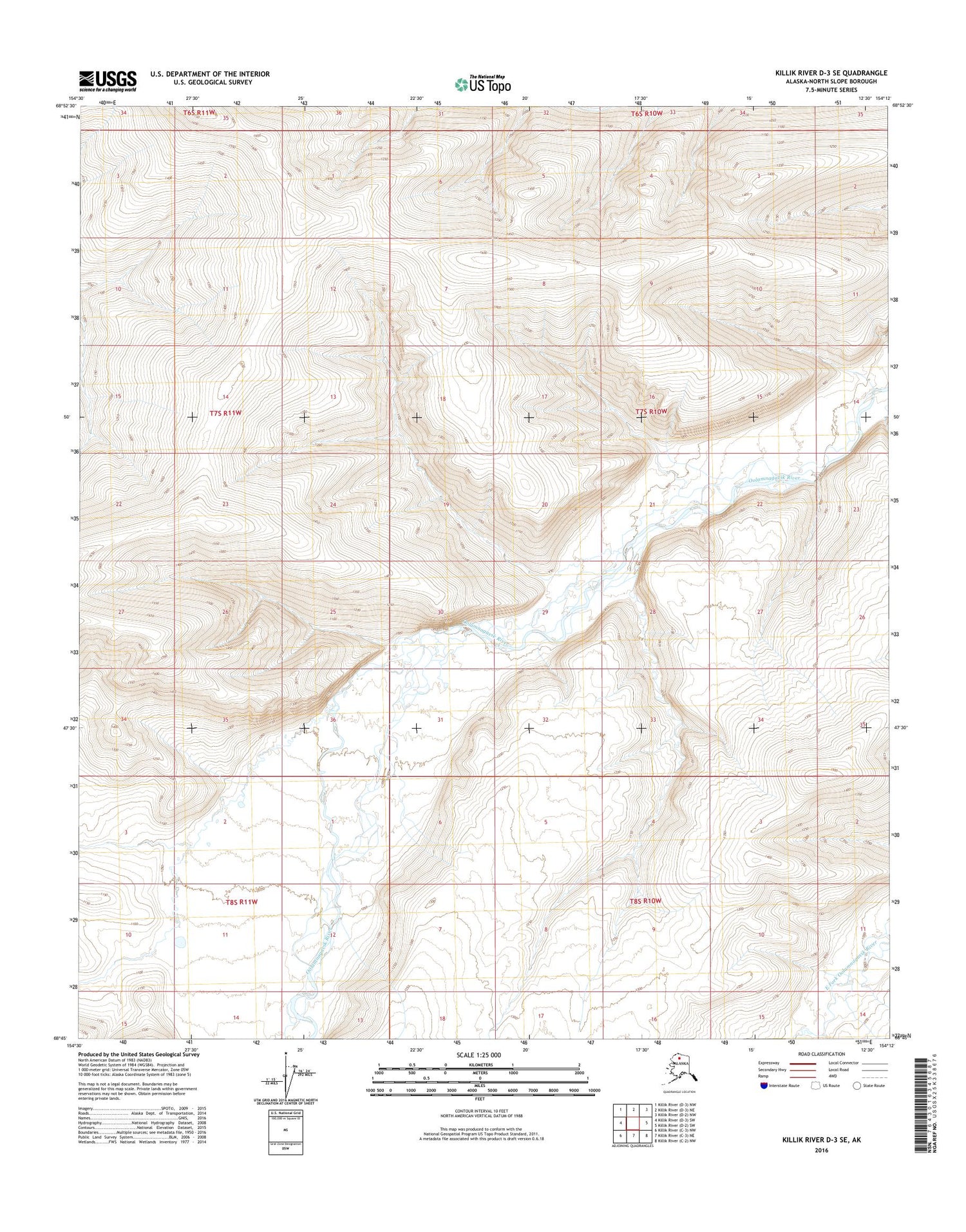 Killik River D-3 SE Alaska US Topo Map Image