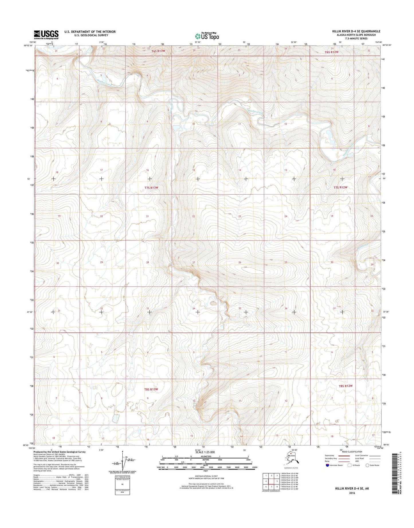 Killik River D-4 SE Alaska US Topo Map Image