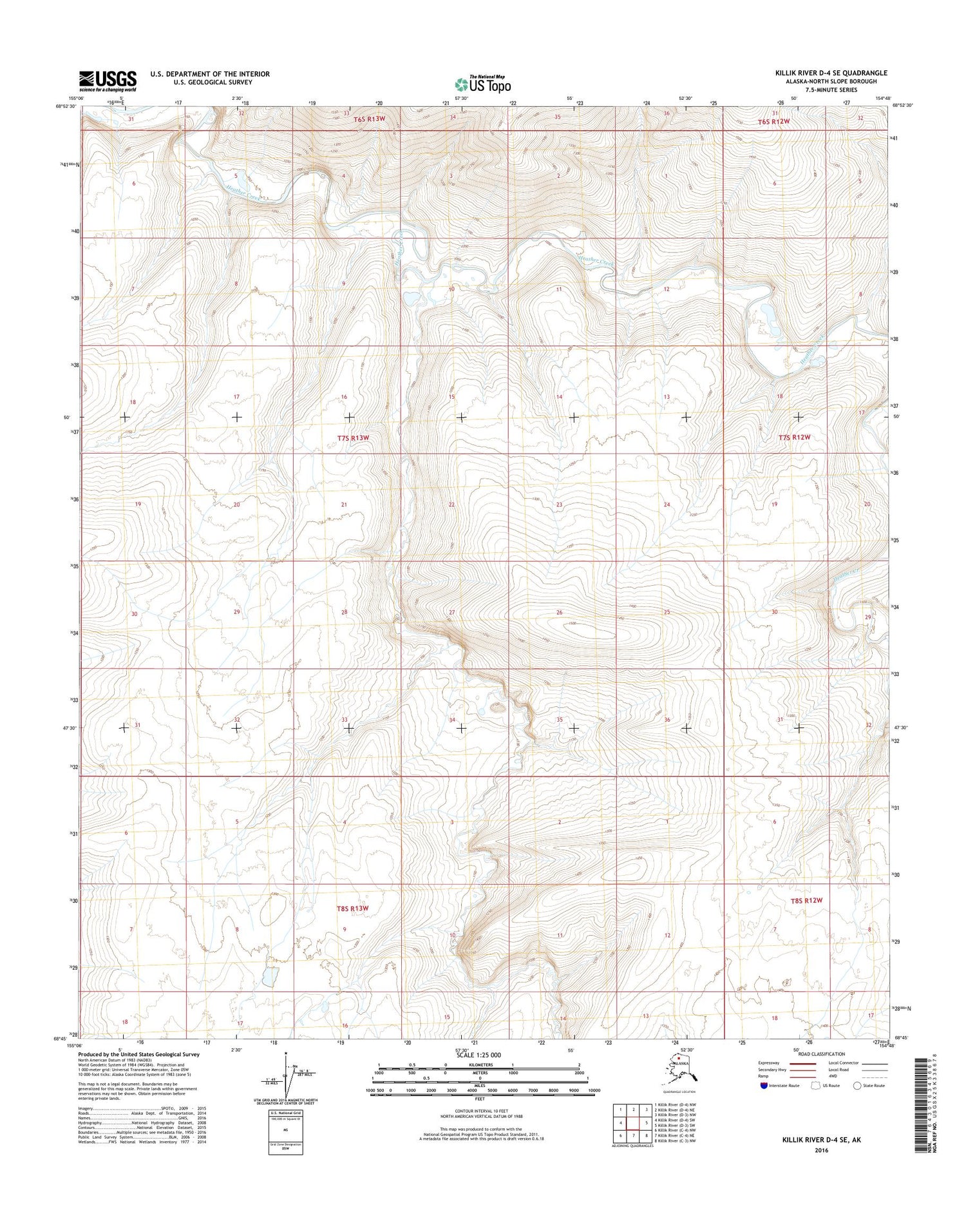 Killik River D-4 SE Alaska US Topo Map Image