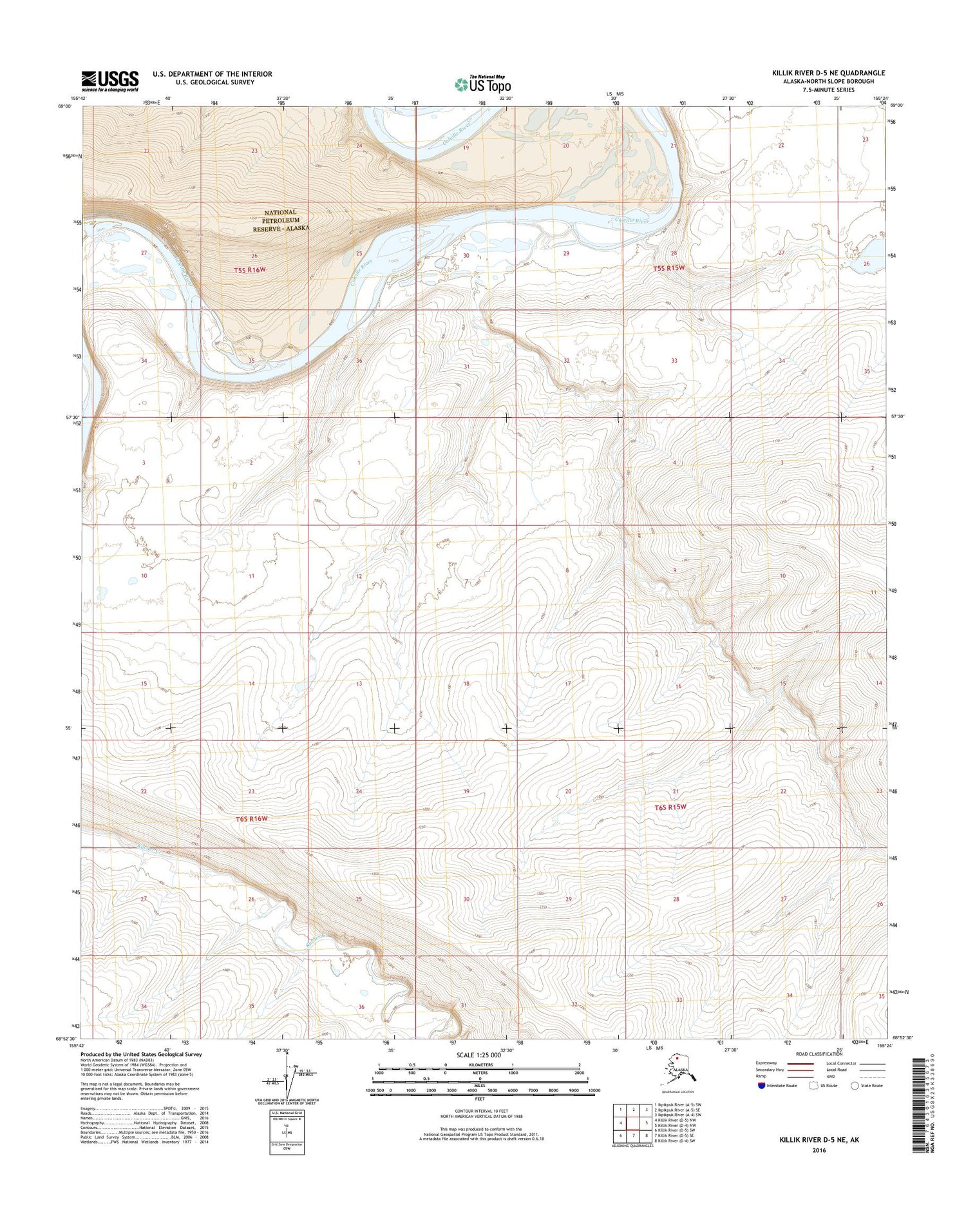 Killik River D-5 NE Alaska US Topo Map Image