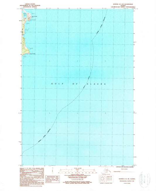 Classic USGS Kodiak C-1 SE Alaska 7.5'x7.5' Topo Map Image