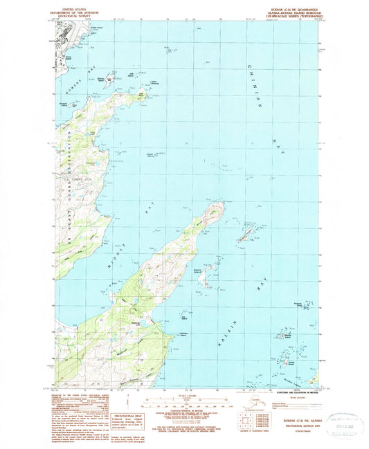Classic USGS Kodiak C-2 NE Alaska 7.5'x7.5' Topo Map Image