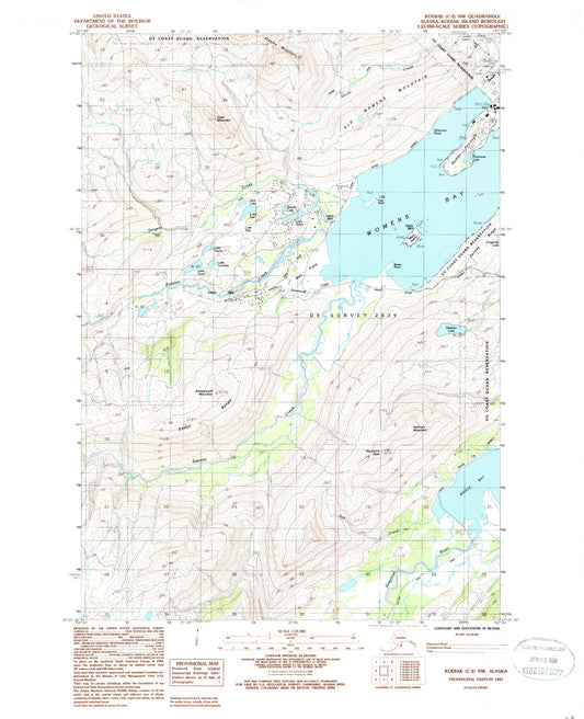 Classic USGS Kodiak C-2 NW Alaska 7.5'x7.5' Topo Map Image