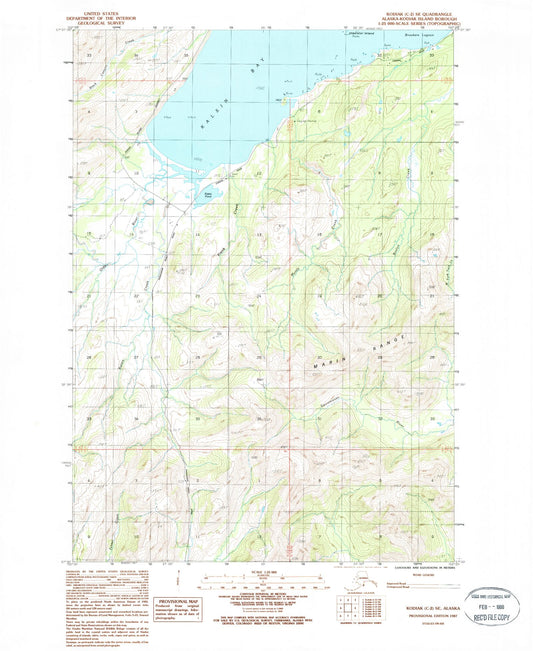 Classic USGS Kodiak C-2 SE Alaska 7.5'x7.5' Topo Map Image