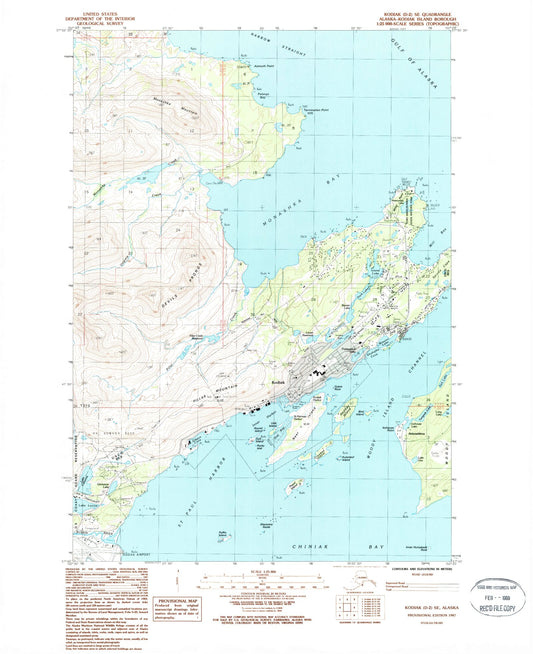 Classic USGS Kodiak D-2 SE Alaska 7.5'x7.5' Topo Map Image