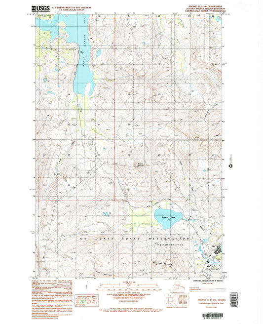 Classic USGS Kodiak D-2 SW Alaska 7.5'x7.5' Topo Map Image
