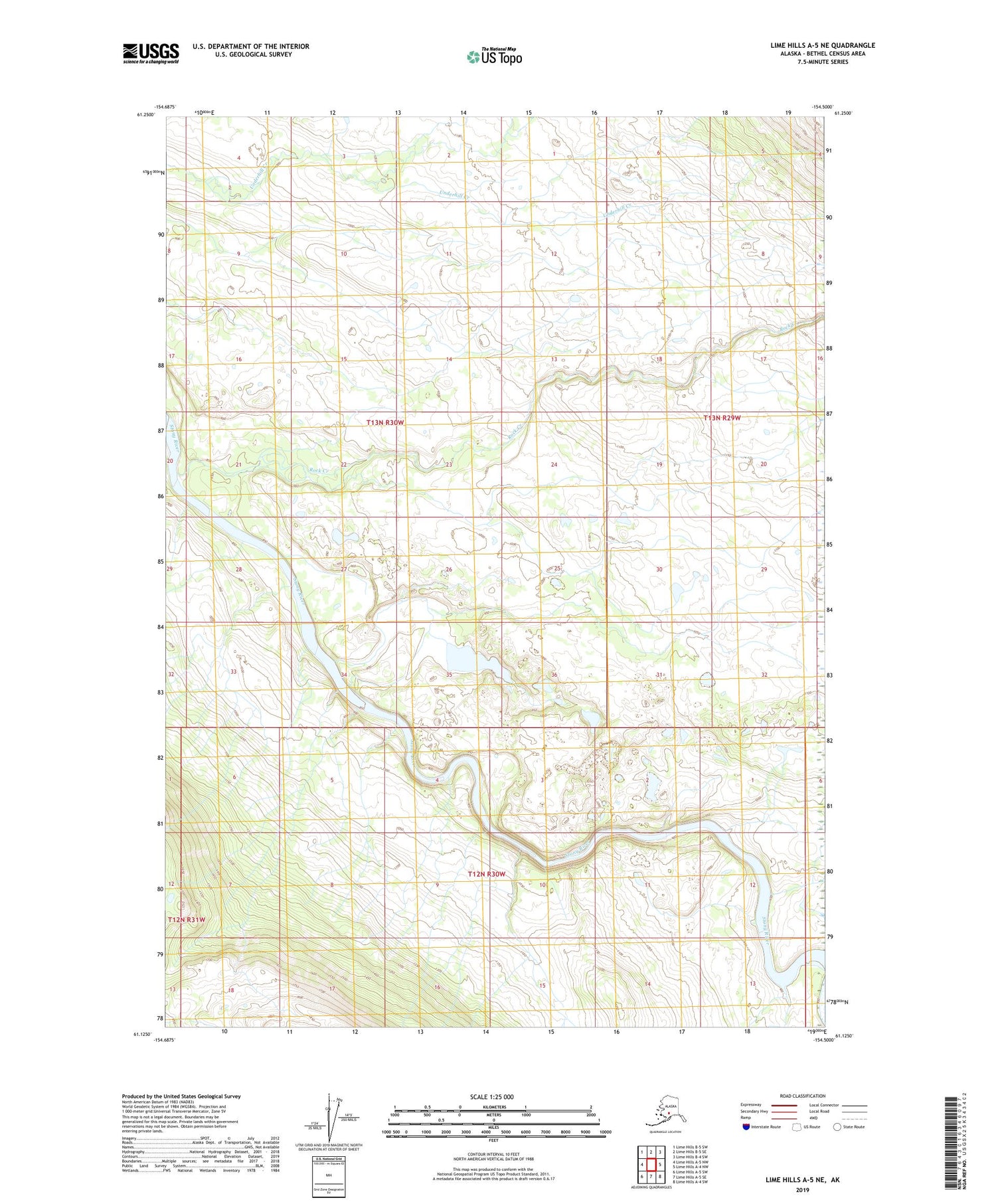 Lime Hills A-5 NE Alaska US Topo Map Image