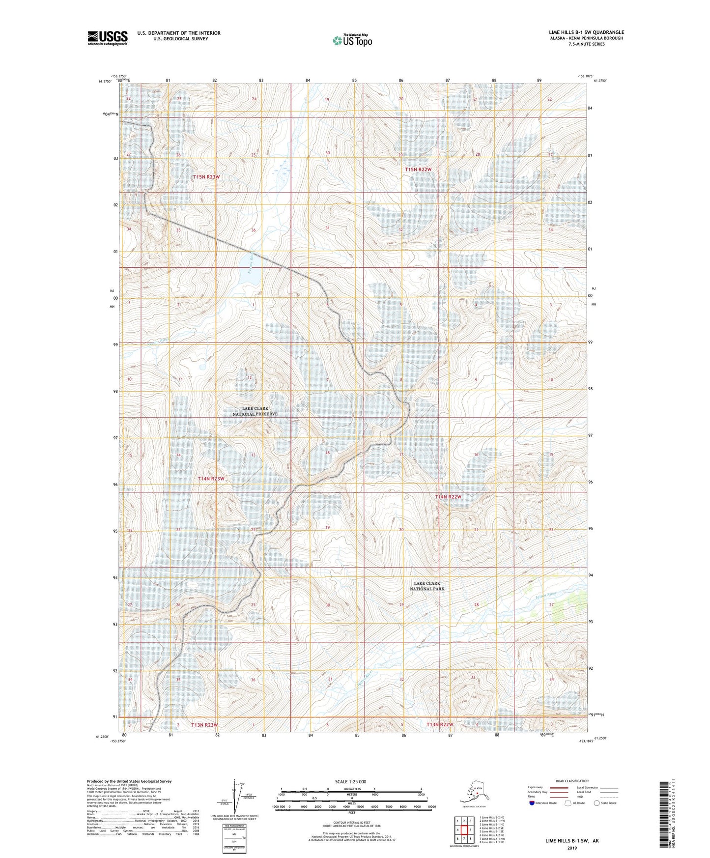 Lime Hills B-1 SW Alaska US Topo Map Image