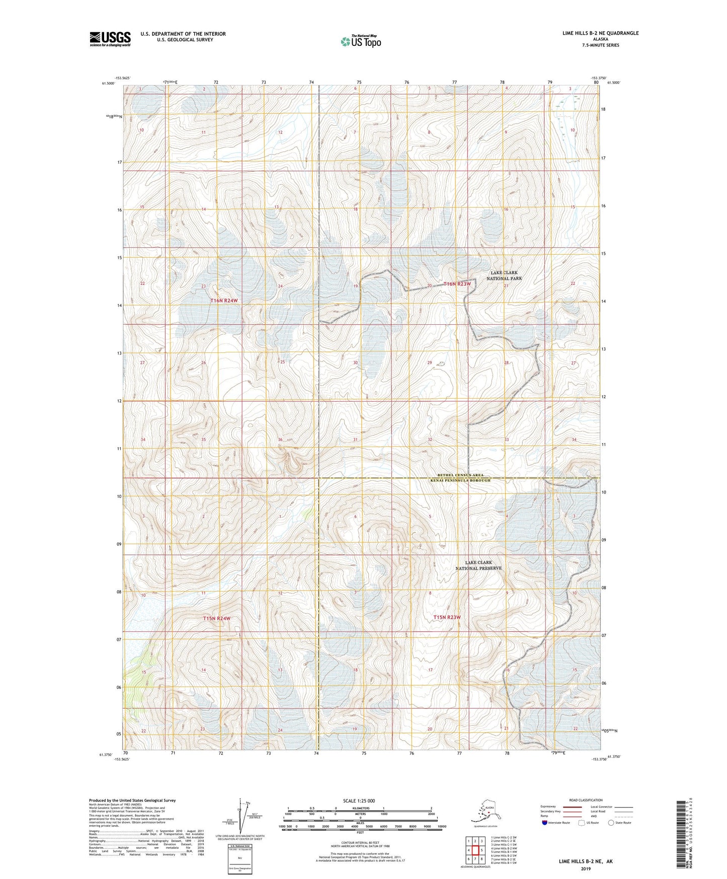 Lime Hills B-2 NE Alaska US Topo Map Image