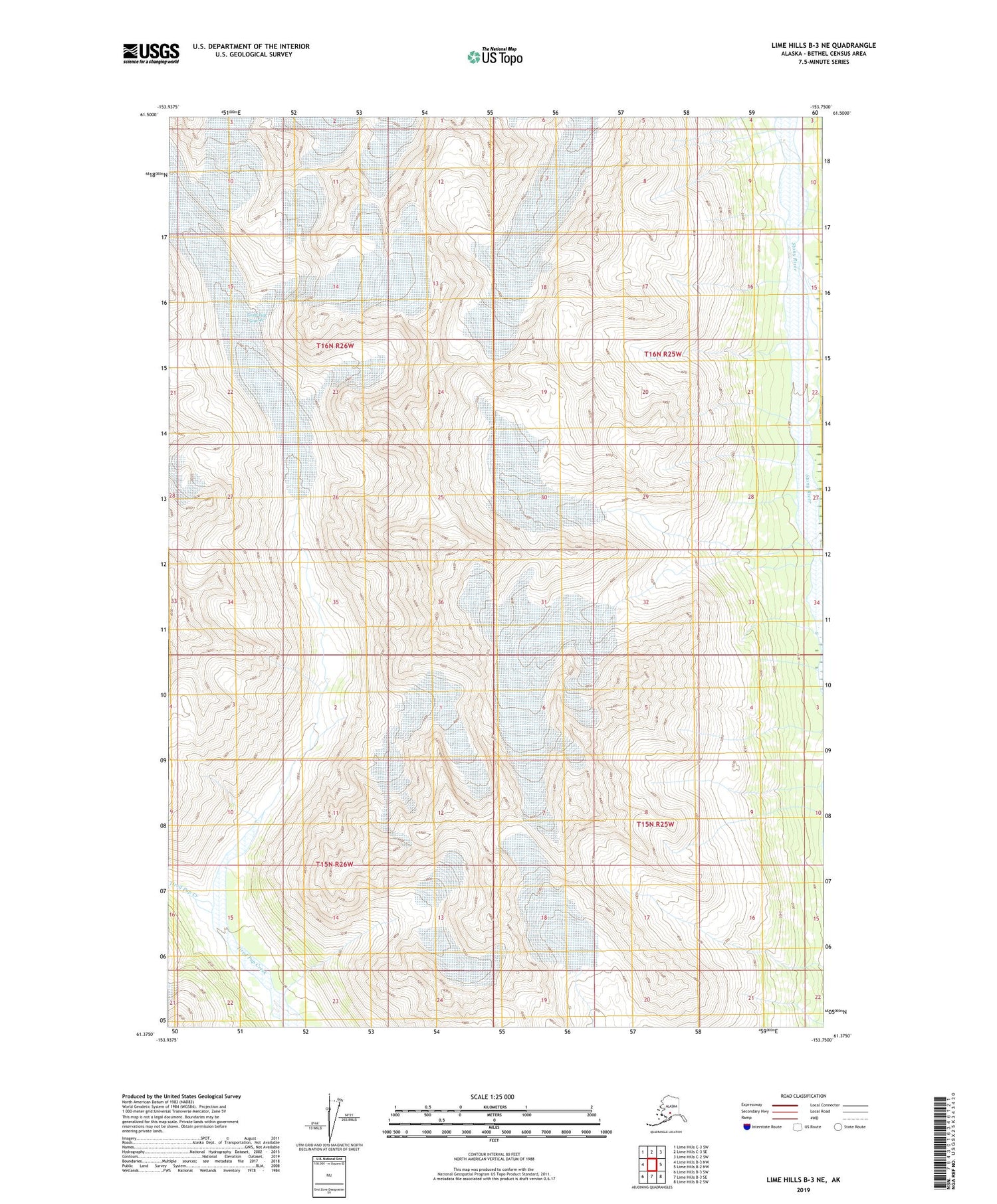 Lime Hills B-3 NE Alaska US Topo Map Image