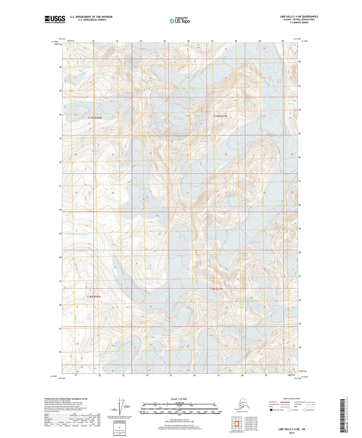 Lime Hills C-4 NE Alaska US Topo Map Image