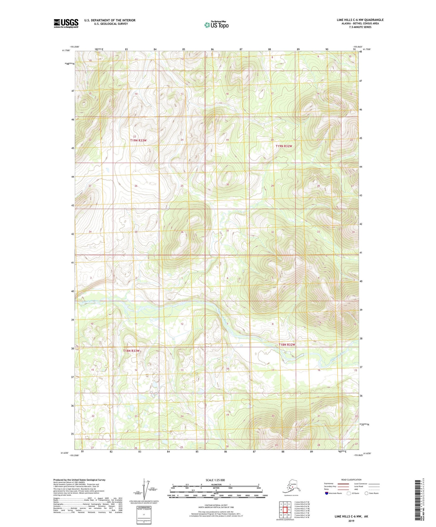 Lime Hills C-6 NW Alaska US Topo Map Image