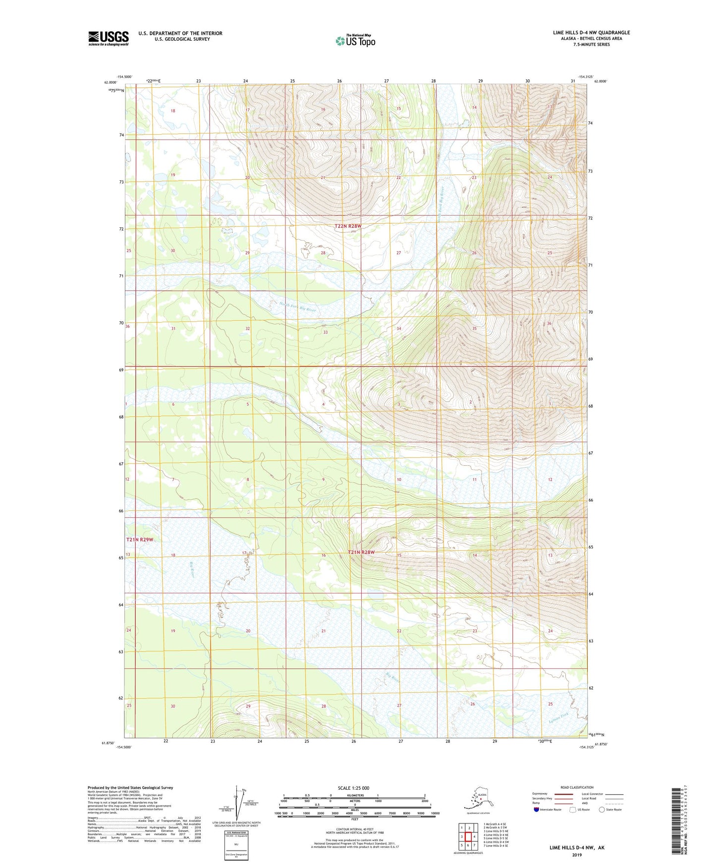 Lime Hills D-4 NW Alaska US Topo Map Image