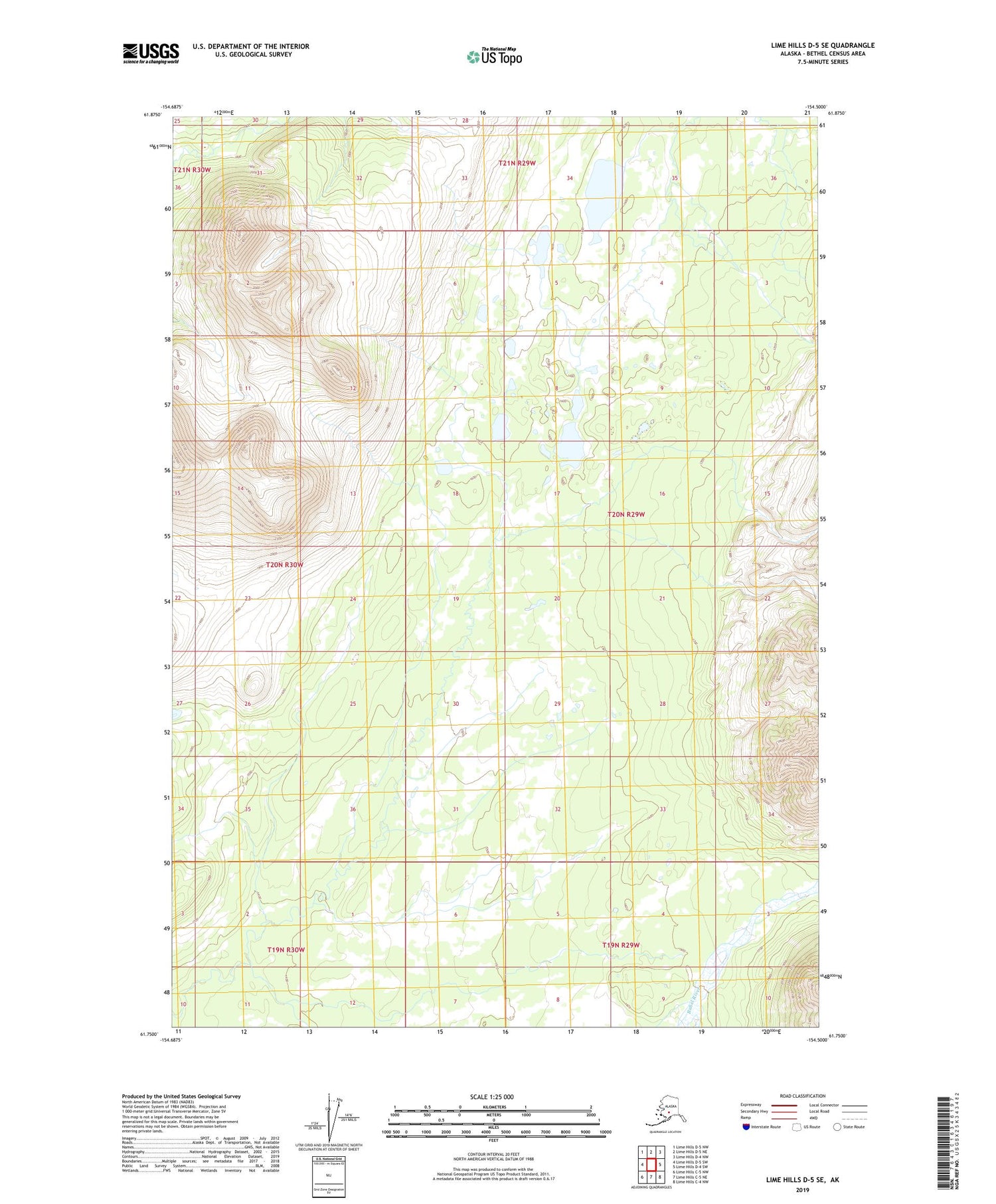 Lime Hills D-5 SE Alaska US Topo Map Image