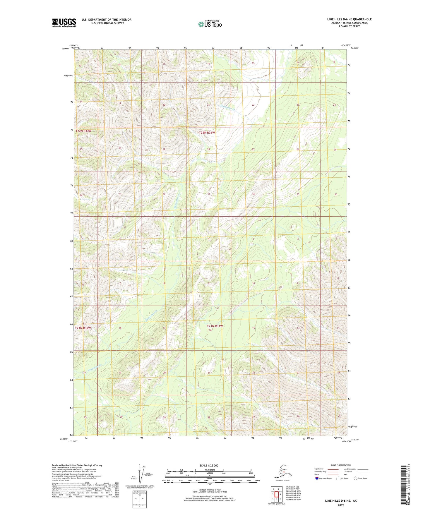 Lime Hills D-6 NE Alaska US Topo Map Image