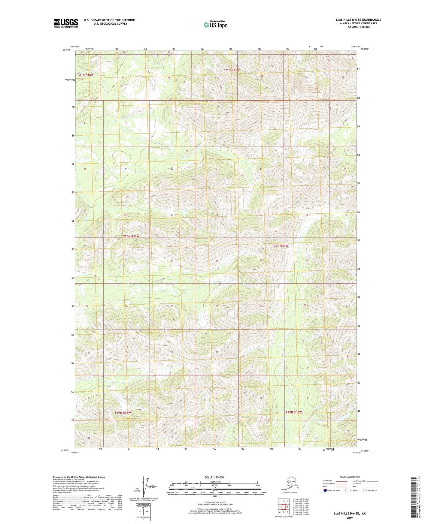 Lime Hills D-6 SE Alaska US Topo Map Image