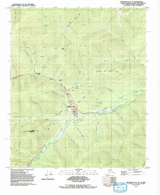 Classic USGS Livengood A-1 SE Alaska 7.5'x7.5' Topo Map Image
