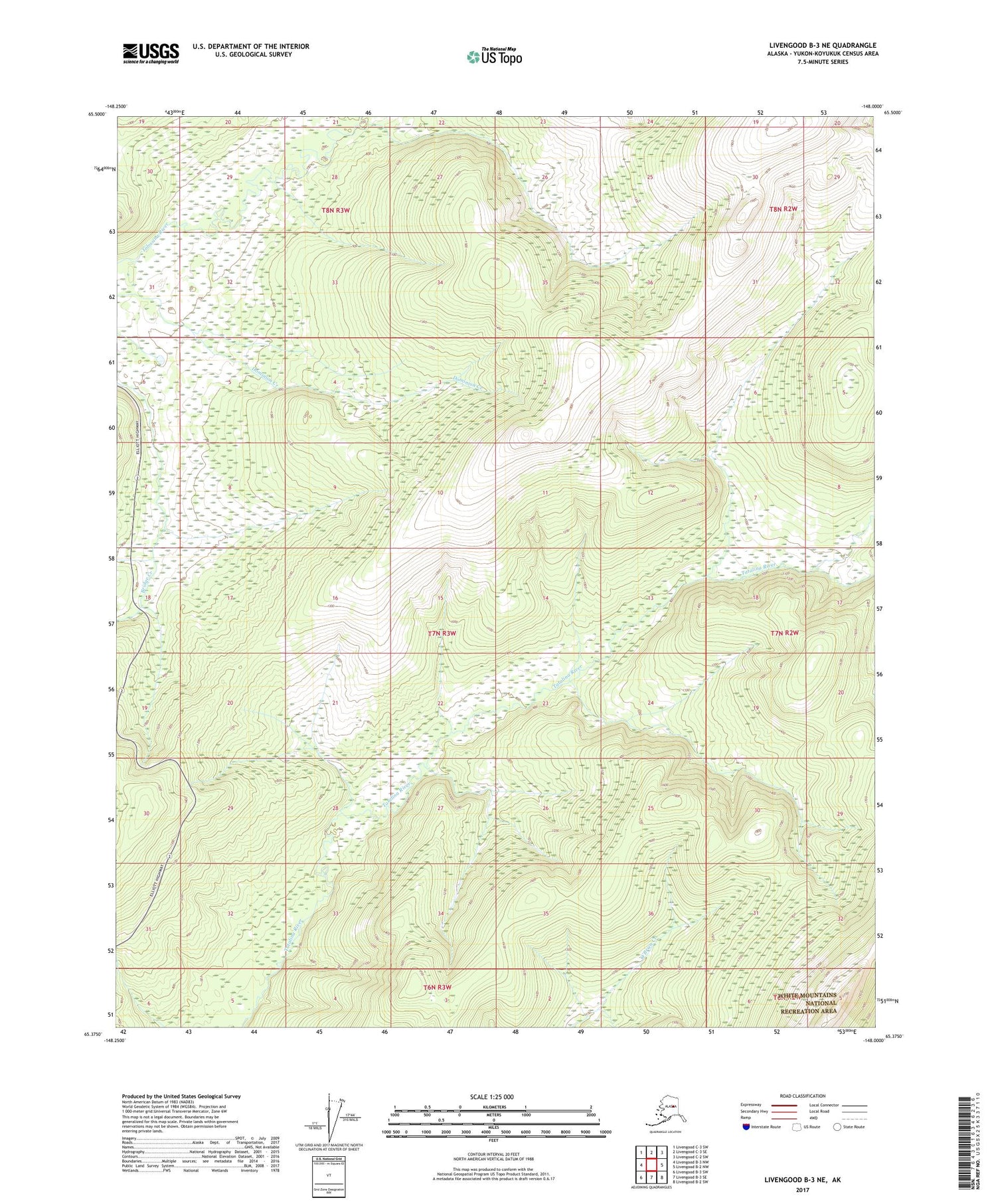 Livengood B-3 NE Alaska US Topo Map Image