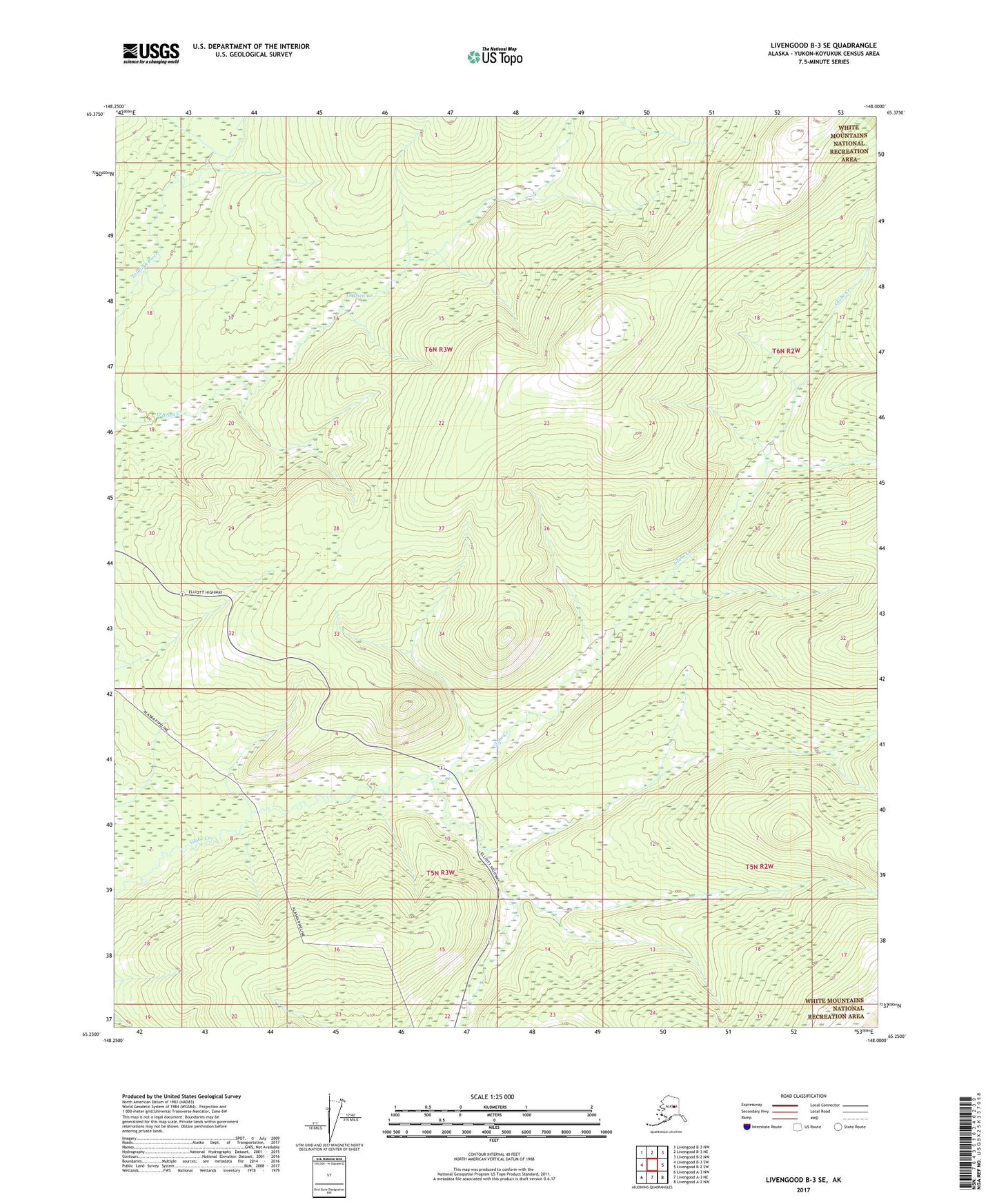 Livengood B-3 SE Alaska US Topo Map Image
