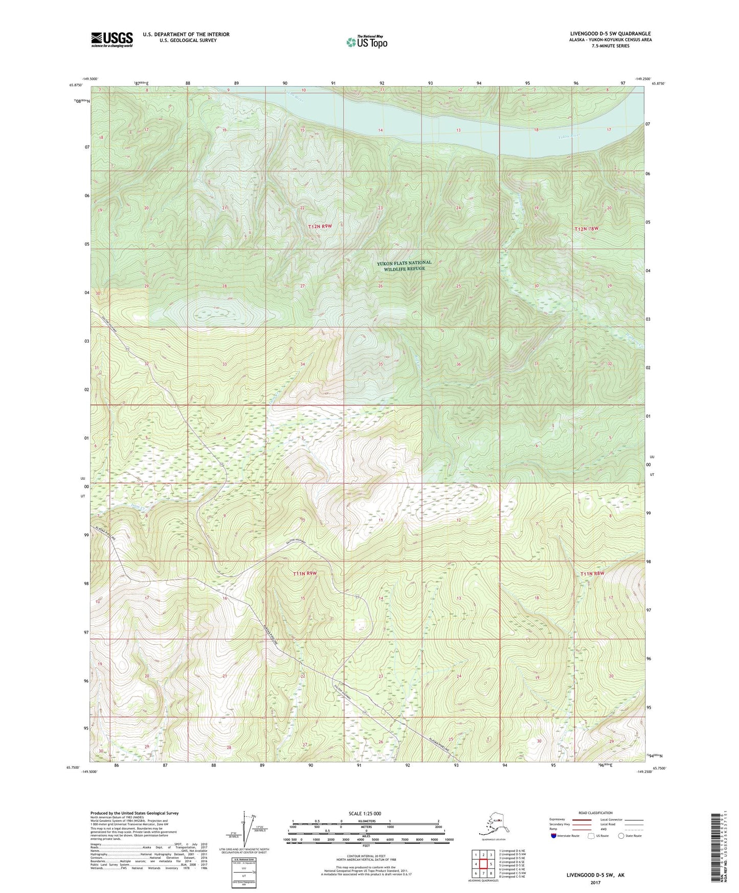 Livengood D-5 SW Alaska US Topo Map Image