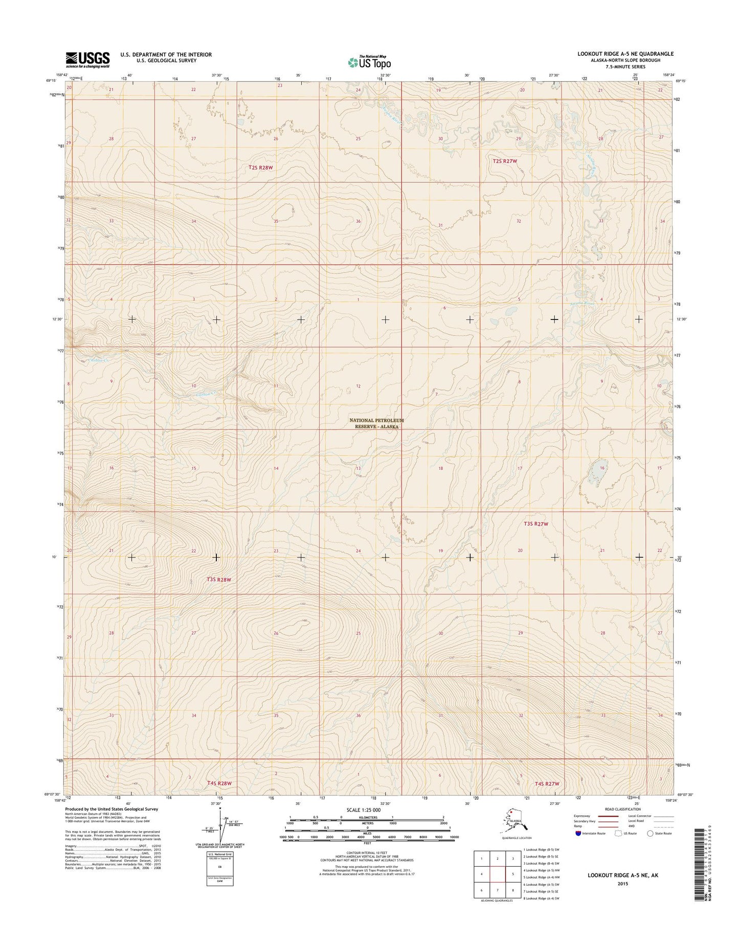 Lookout Ridge A-5 NE Alaska US Topo Map Image