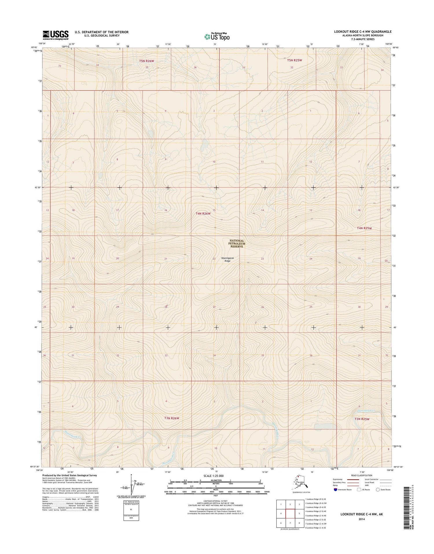 Lookout Ridge C-4 NW Alaska US Topo Map Image