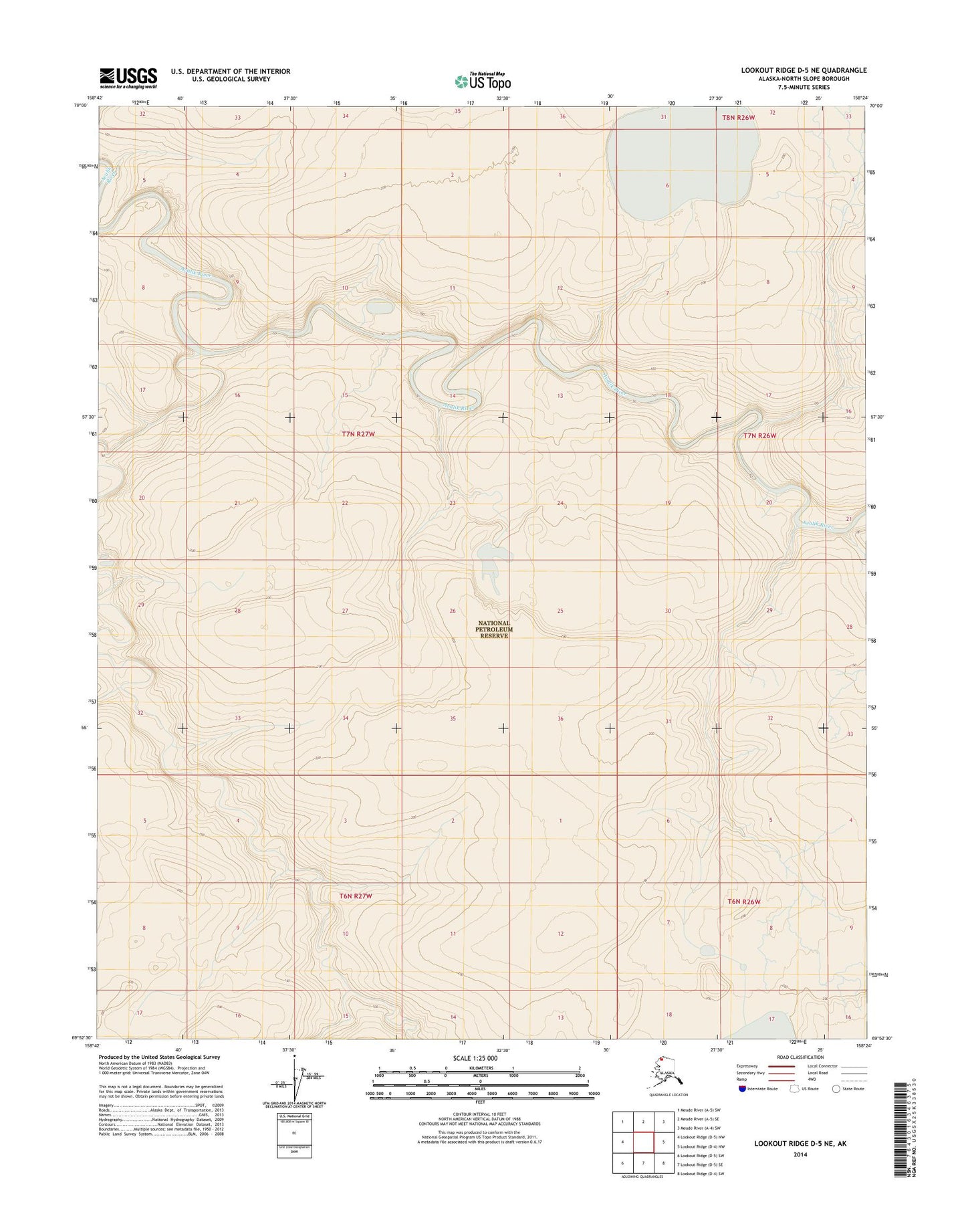 Lookout Ridge D-5 NE Alaska US Topo Map Image
