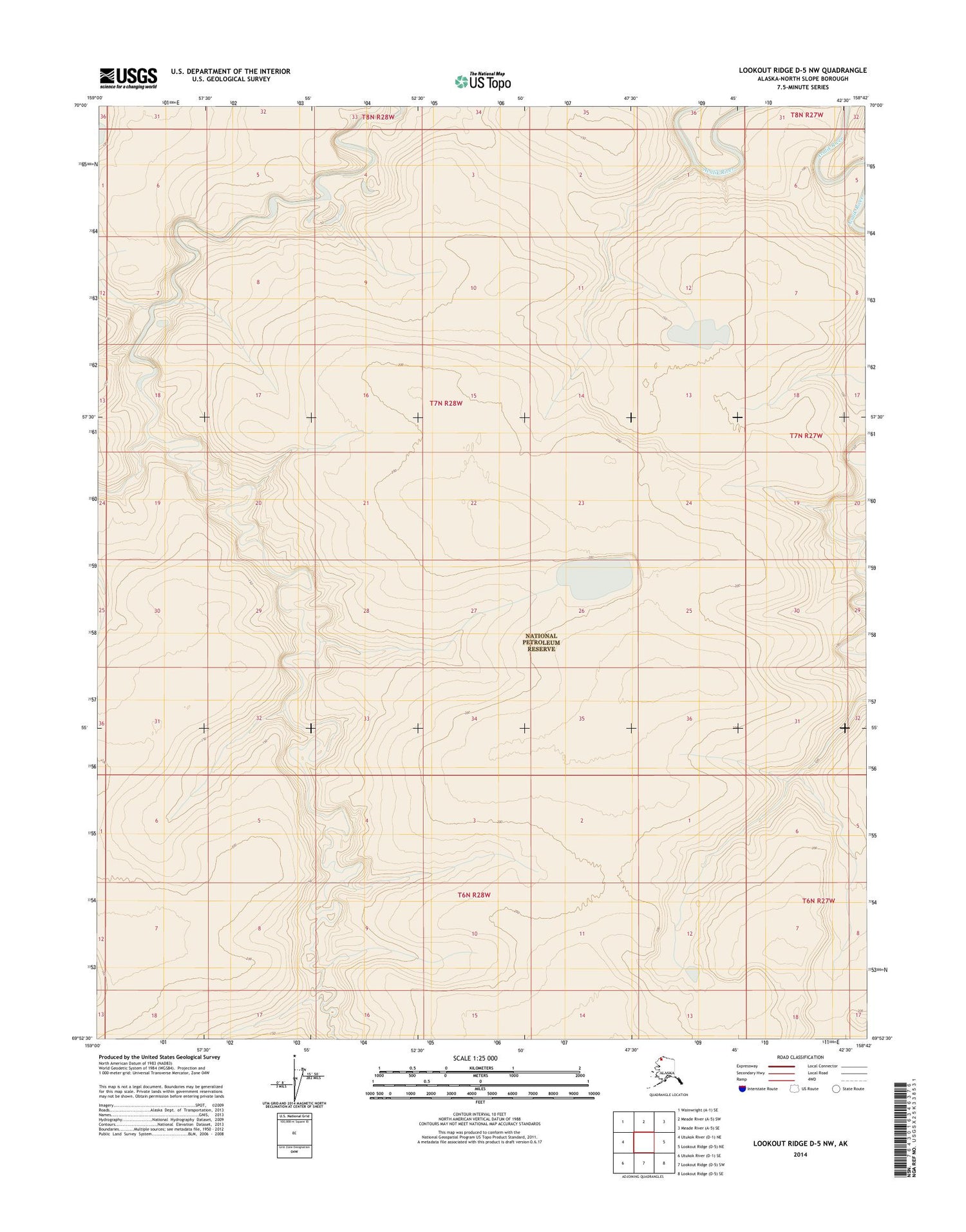 Lookout Ridge D-5 NW Alaska US Topo Map Image