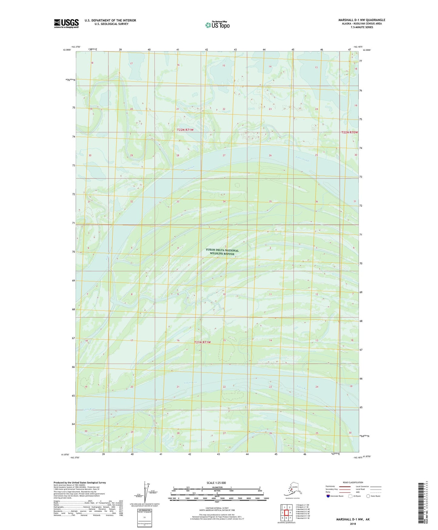 Marshall D-1 NW Alaska US Topo Map Image