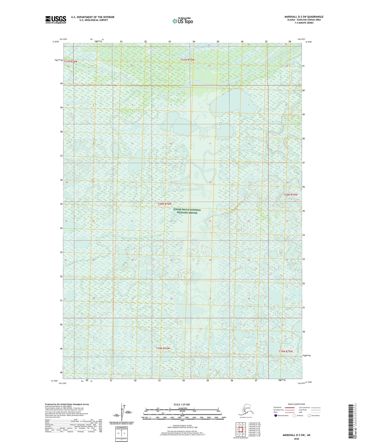 Marshall D-3 SW Alaska US Topo Map Image