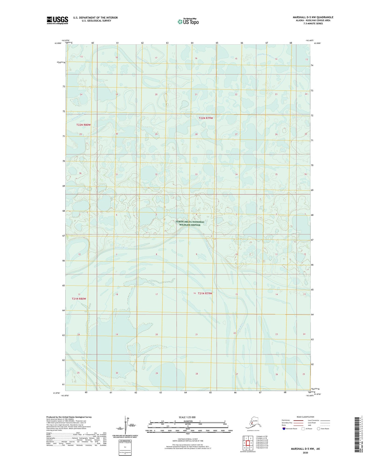 Marshall D-5 NW Alaska US Topo Map Image