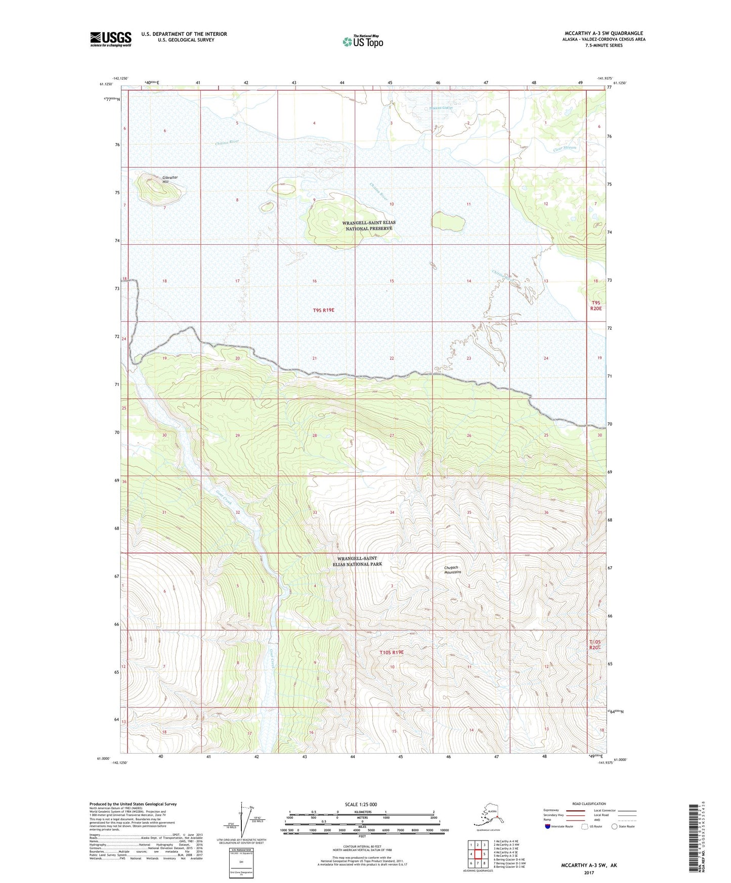 McCarthy A-3 SW Alaska US Topo Map Image