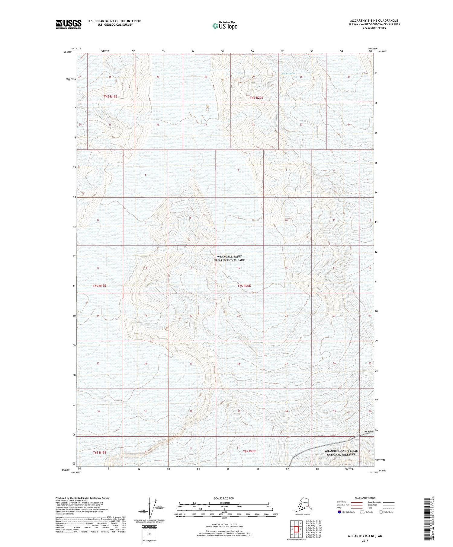 McCarthy B-3 NE Alaska US Topo Map Image