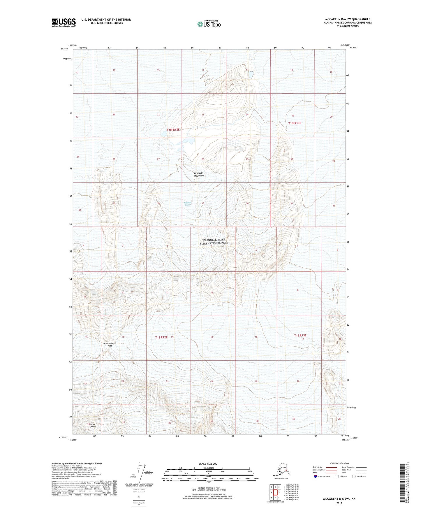 McCarthy D-6 SW Alaska US Topo Map Image