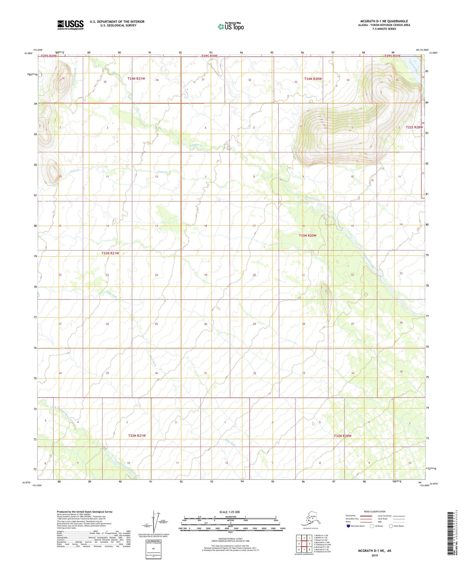 McGrath D-1 NE Alaska US Topo Map Image